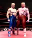 Placeholder: Wrestler Donald trump, wrestling, American shot, sweat, blood, red breeches, suspenders, retro style, 80s, hot ambient, photo studio, vibrant color, gradient, highly detailed, art stations, concept art, smooth, unreal engine 5, god rays, ray tracing, RTX, lumen lighting, ultra detail, volumetric lighting, 3d, finely drawn, high definition, high resolution.