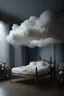 Placeholder: A bed made of clouds, tulle, organza, lanterns, ivy, flowers floats across the sky on a cloud ::above the bed there is a canopy made of long white tulle:: top view. The whole object is in the frame. a deep perspective. the panorama. ink drawing with a thin pen. In the style of Thomas Kincaid:: intricate, filigree. very pale pastel painting.