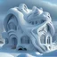 Placeholder: a house that is covered in snow, in the style of art nouveau organic forms, vray tracing, chromatic sculptural slabs, dark white and gray, melting, landscape fantasies, danube school