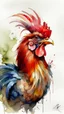 Placeholder: dnd, fantasy, watercolour, humongous strokes, stylistic, portrait, illustration, furry, rooster, personable face