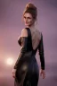 Placeholder: Julia Roberts in black leather gown, evil, busty, cleavage, curvy, angry, happy, stern look. character design by cory loftis, fenghua zhong, ryohei hase, ismail inceoglu and ruan jia. unreal engine 5, artistic lighting, highly detailed, photorealistic, fantasy