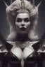 Placeholder: Hannah Waddingham as evil queen in black leather, busty, cleavage, dominatrix, curvy, angry, stern look. character design by cory loftis, fenghua zhong, ryohei hase, ismail inceoglu and ruan jia. unreal engine 5, artistic lighting, highly detailed, photorealistic, fantasy