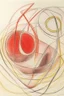 Placeholder: Pencil drawing and watercolour by Barbara Hepworth red grey and gold