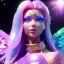 Placeholder: one big crystal glitter pink blue subtle galactic fairy in a galactic ambiance, glitter bikini, long blond hair down to the ground, transparent petals, blue eyes, delicate colors in the foreground, full of details, smooth，soft pink violet light atmosphere, light effect，vaporwave colorful, concept art, smooth, extremely sharp detail, finely tuned detail, ultra high definition, 8 k, unreal engine 5, ultra sharp focus