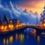 Placeholder: Fantasy city, cove, dock, night, large