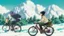 Placeholder: Yeti riding a bicycle, fun, family, award winning, Alberta, rocky mountains