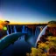 Placeholder: Victoria Falls, Zimbabwe and Zambia,extremely detailed digital painting, high resolution,8k, realistic, beautiful, volumetric lighting, mystical colors ,perfectly centered image, perfect composition, rim light, beautiful lighting,masterpiece, stunning scene, raytracing, anatomically correct, in the style of robert e howard and Ken Kelley and Ohrai Noriyoshi and Simon Bisley and tomzj1, aerial view,cloudy.