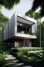 Placeholder: FACADE OF A MODERN MINIMALIST STYLE HOUSE IN THE JUNGLE