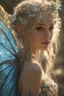 Placeholder: Pointed elven ears,Blonde hair ,Pink dress,Sparkling fairy wings,Very long golden hair,Fairy crown,pointed ears,elven ears,fairy wings,water lilies,sparkling,glittering,flowers,blossoms,golden crown,light pink dress