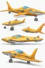 Placeholder: aeroplane inspired by shark with side view , quarter rear and front view