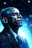 Placeholder: obama looking like andromeda galaxy, 4 k, down light, depth of field, trending art, spray paint, high detail, fantasy art, alien connection, future tech