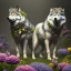 Placeholder: a wolf standing among flowers, sunlit, flickering light, stunning, beautiful, sharp, crisp, 8k resolution, centered, high-quality, ultrafine-detail, digital art, detailed matte, volumetric lighting, illustration, 3D octane render, brian froud, howard lyon, ben goossens, George Grie, alphonse mucha