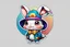 Placeholder: cute stickers, style cartoon, cute Super Deformed Character, white border, high quality, colorful, Detailed illustration of a cute little rabbit wearing a Hemin Kaminski hat, by yukisakura, awesome full color, typography, 3d render