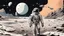 Placeholder: comic style, Moon landing