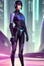 Placeholder: full body picture of a policewoman, futuristic city background