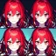 Placeholder: Clear focus, 8k, girl, high quality, detailed, red hair, red eyes, beautiful lighting, vibrant colors, twins, nervous