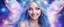 Placeholder: beautiful bright fairy cosmic women with cosmic long straight hair, crystal jewel and dressed with a magic crystal suit. she has light make up and a sweety smile. The face and the head is entire with a bright light behind