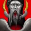 Placeholder: Vampire with yellow eyes with fleshy tentacle beard grey skin and red fangs and vampire bat nose as a Russian Orthodox