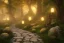 Placeholder:  stone path lanterns forest