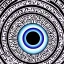 Placeholder: ein auge, um die iris sind azteken muster, symmetrisch