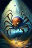 Placeholder: An imaginary monster spider treasures a wonderful treasure in a wonderful, harmonious imaginative scene