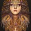 Placeholder: portrait,"Insanely detailed photograph of a beautiful Queen of the light Goddess,gorgeous clean face, highly intricate dress,intricately designed colorful mardigras decorations in hair,ominous,elegant, highly detailed hair, digital painting, artstation, concept art, smooth, sharp focus, illustration, art by artgerm and greg rutkowski, alphonse mucha,Dan witz, 8 k,looking downward,album cover art,fantasy