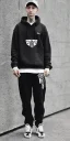 Placeholder: Man wearing stussy hoodie