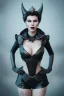 Placeholder: Hannah Waddingham as evil queen in black leather, busty, cleavage, voluptous, rebecca Welton, angry, stern look. character design by cory loftis, fenghua zhong, ryohei hase, ismail inceoglu and ruan jia. unreal engine 5, artistic lighting, highly detailed, photorealistic, fantasy