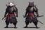 Placeholder: A full-body turnaround concept of an evil and dark samurai warrior with an angry cat face