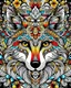 Placeholder: Eurasian wolf ANIMAL Book cover for Adults, mandala, flower, coloerfull