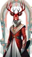 Placeholder: Strange creature . He looks like a human. Looks like a deer. And it looks like Elf It has ornate scales. Red white tattoo. He wears cosmic clothes