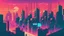 Placeholder: synth-wave city, simple,iconic:1.8), comic style