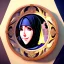 Placeholder: 3d anime Only the face Muslim Pretty impressive women inside a circular frame,Portrait image,professional look