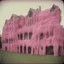 Placeholder: Strange furry buildings, pink, autochrome