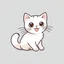 Placeholder: 2D vector graphic of cute and kawai Cat, simple color, flat style, use only 3color theme, Jumping on white background