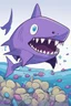 Placeholder: A purple shark in the style of bluey.