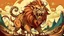 Placeholder: fantasy cartoon style illustration: Long, long ago in ancient China, there was a fierce beast called “Nian”. Its head looked like a lion with a sharp horn on it which could be used to attack its prey.