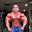 Placeholder: Male, steroid, bodybuilder, super heavy weight, massive, handsome, beautiful, front view, shredded, smile, poser face, handsome, v taper, over developed pecs, rouged, super heavy weight bodybuilder, Mr olympia, go model, male model, twenty-five years old, White man, tight waist