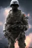 Placeholder: Robotic black uniform American soldier, high tech special forces helmet, navy seals soldier, G.I. Joe, white smoke, dark, rage, sorrow, high definition, ultra 8 k, volumetric lighting, blue fire, fog