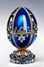 Placeholder: A Fabergé jewelled egg, the exterior of the egg resembles perfect blue crystal egg formed with many gold decorations. It is studded with diamonds and is made from quartz, platinum, and orthoclase with miniature flowers, diamonds and made from platinum and gold, the flowers and plants made of white quartz and gold, The box features decorative Swarovski crystals and an enamel finish, high quality, detailed, photography, stunning