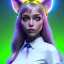 Placeholder: waitress teenager, Caucasian race, cat ears latex headband, rounded face, short hair, light makeup, striped shirt, vibrant color, highly detailed, gradient background, concept art, smooth, 16 bit, unreal engine 5, god rays, ray tracing, RTX, lumen lighting, ultra detail, volumetric lighting, 3d, finely drawn, high definition, high resolution.