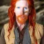 Placeholder: Portrait of Courtney Gains as a ruggedly handsome but joyful roguish pirate, charismatic, attractive male, masculine, perfect, precisely detailed, meticulously detailed clear blue eyes, softky freckled face, unblemished, flawless skin; meticulously detailed multi-hued ginger carrot colored cherry fire red hair; fantasy, intricate, elegant, highly detailed, digital painting, artstation, concept art, matte, sharp focus, illustration, art by artgerm and greg rutkowski and alphonse mucha