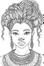 Placeholder: african girl face coloring page with beautiful hairstyle