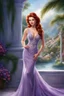 Placeholder: elegance, beautiful woman, 18 years old,front view, tiny, luxuriant, center, single luxuriant purple dress, red hair, render indoor palm, white background,32k, ultra high definition,realistic, white background, clipart, thomas kinkade, blushing, masterpiece, unique, breathtaking, Best Artist, Cinematography, Soft Lighting, Cute and well loved, Creative, Ultra detailed