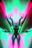 Placeholder: Alien Mothman, fluorescent, bright, neon, hyperreal