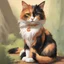 Placeholder: female long hair calico cat