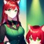 Placeholder: Clear focus, 8k, cat girl, high quality, detailed, red hair, green eyes, beautiful lighting, vibrant colors, cat pose