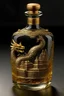 Placeholder: una bottiglia di vetro, con disegno imperiale, di amaro "Grifone" con sfondo di città