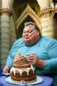 Placeholder: fat viktor orban eating cake in a castle