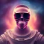 Placeholder: Midjourney style of detailed and intricate skull wearing red sunglasses| wearing cosmonaut suit| portrait and science fiction theme| aurora lighting| nebula and stars| stunning environment| volumetric lighting| vibrant